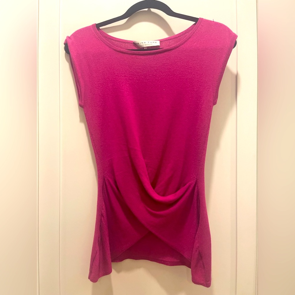 TRINA TURK Magenta Sleeveless Silk/Cashmere Lightweight Knit Top SZ P